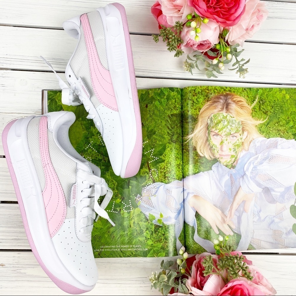 NEW PUMA California Athletic Sneakers Pink White - Picture 1 of 8